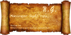 Maninger György névjegykártya